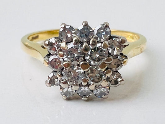 Vintage 18ct Gold Diamond Cluster Ring