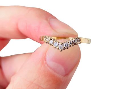 Vintage 9ct Gold 0.25ct Diamond Wishbone Ring