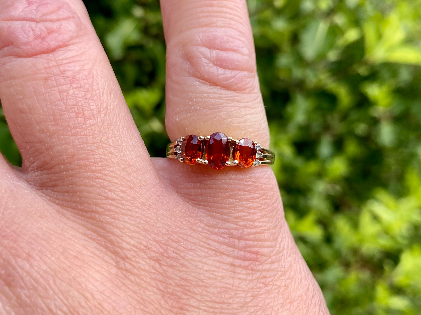9ct Gold Spessartite Garnet & Zircon Ring