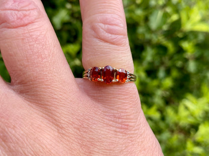 9ct Gold Spessartite Garnet & Zircon Ring