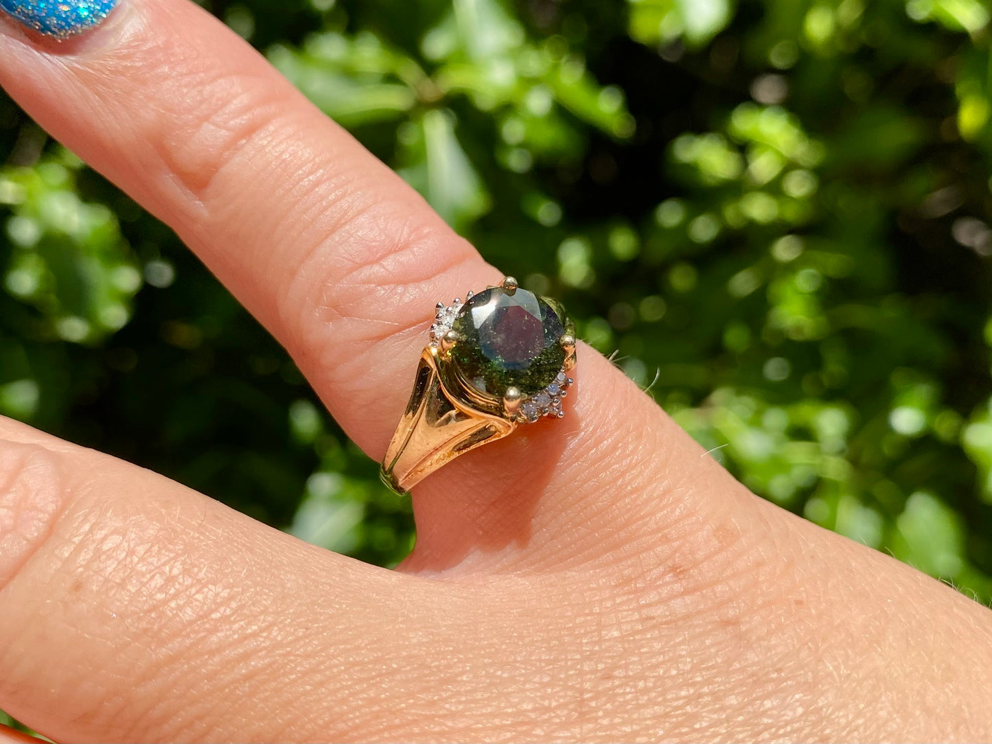 9ct Gold Tourmaline & Diamond Ring