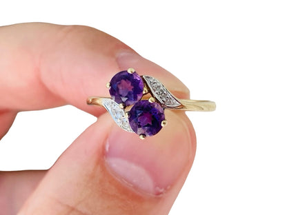9ct Gold Amethyst & Diamond Ring