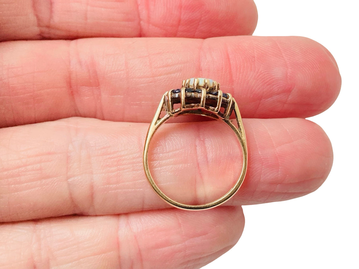 Vintage 9ct Gold Opal & Sapphire Ring