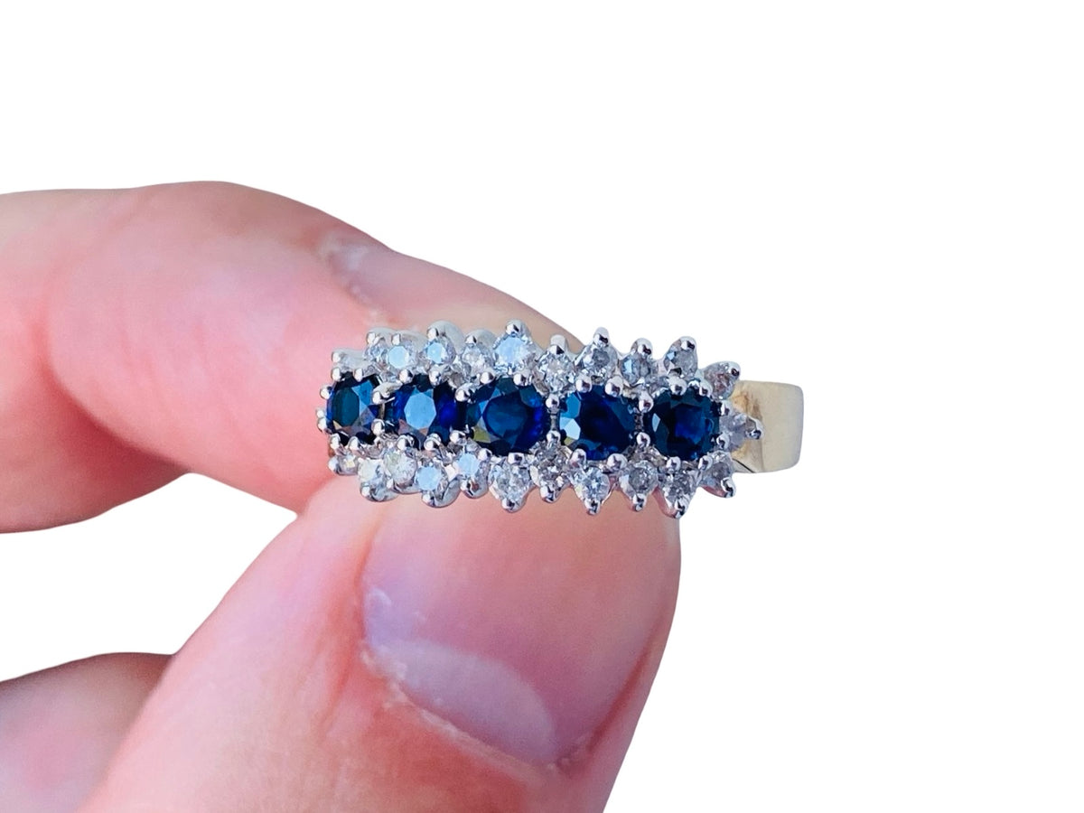 9ct Gold Sapphire & Diamond Ring