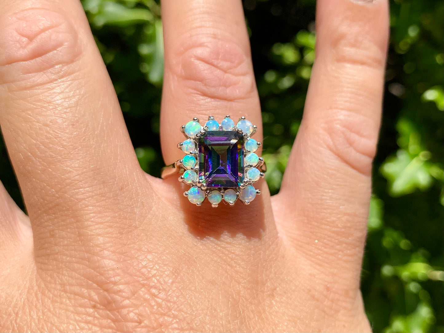 9ct Gold Mystic Topaz & Opal Ring