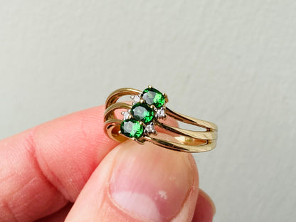 9ct Gold Diopside & Zircon Ring