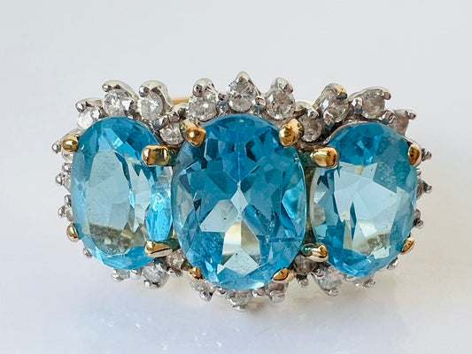 9ct Gold Topaz & Diamond Ring