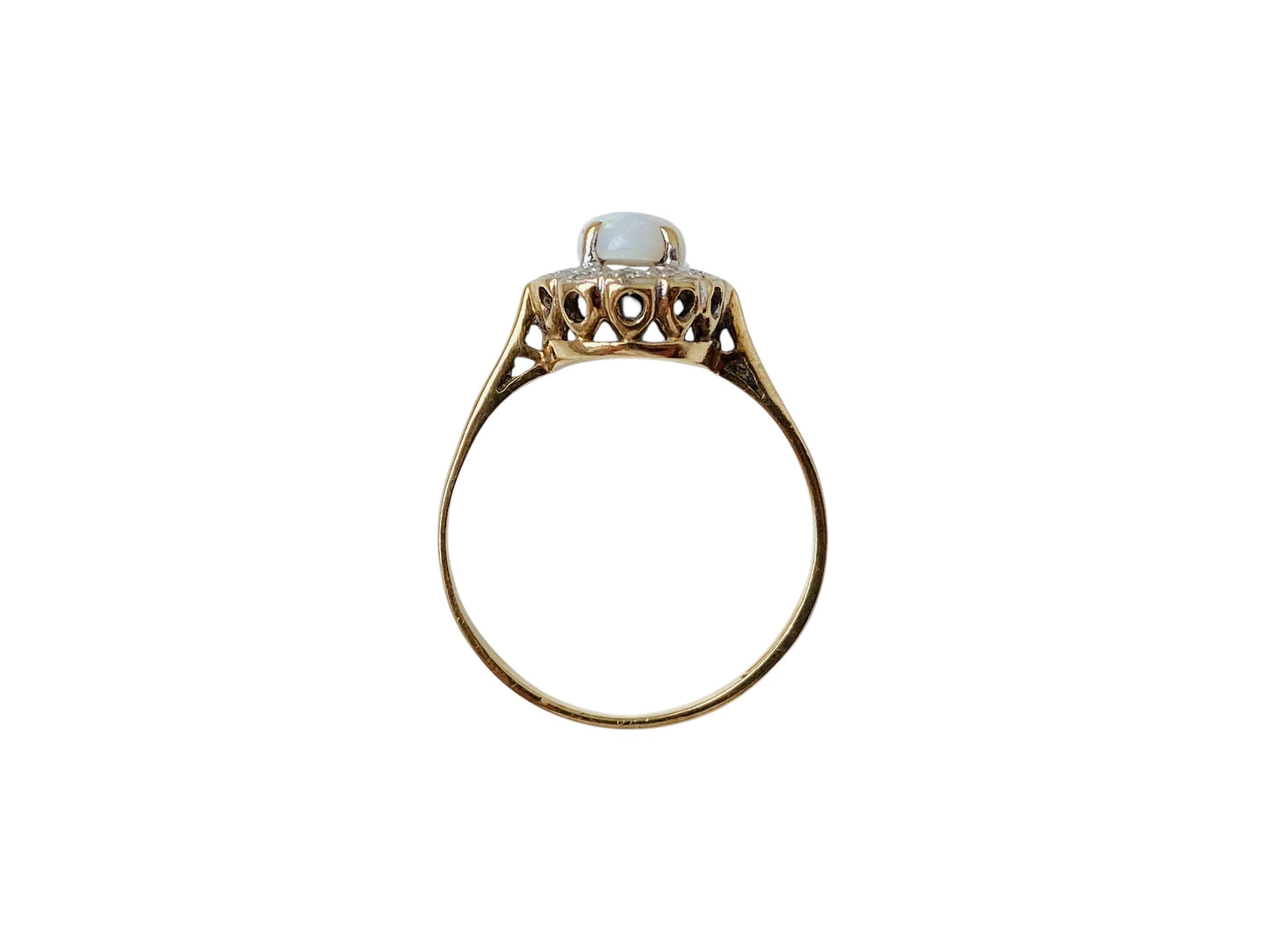 Vintage 9ct Gold Opal & Diamond Ring
