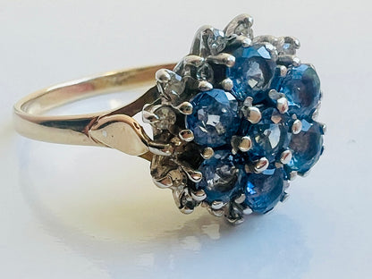 Vintage 9ct Gold Sapphire & Diamond Ring