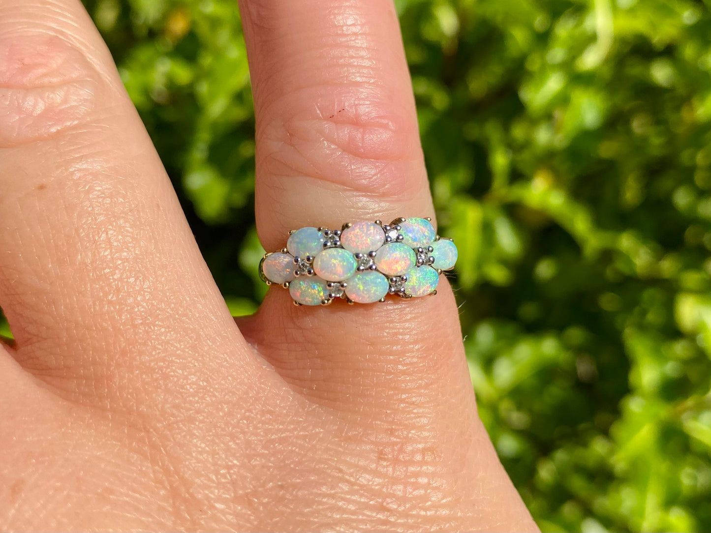 9ct Gold Opal & Diamond Ring