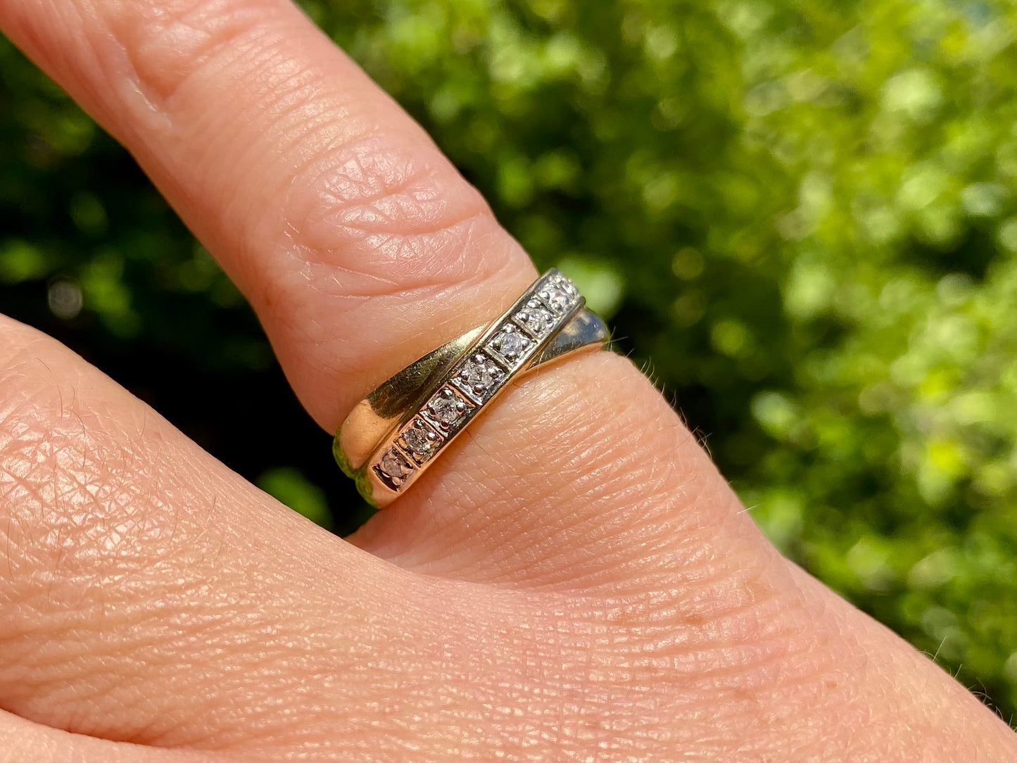 9ct Gold Diamond Crossover Ring