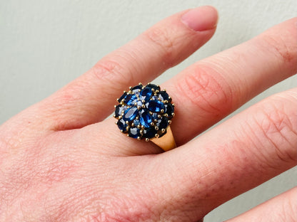 9ct Gold Sapphire & Blue Topaz Cluster Ring