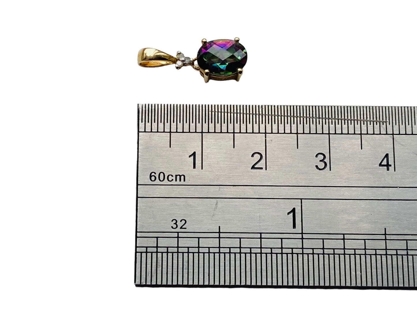 9ct Gold Mystic Topaz & Diamond Pendant