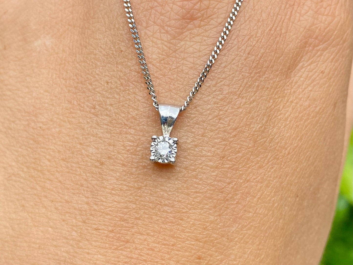 9ct Gold Diamond Pendant With Necklace