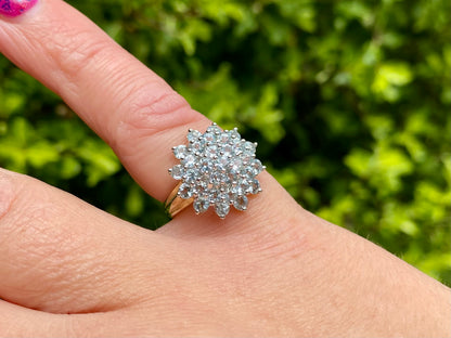 9ct Gold Aquamarine Cluster Ring