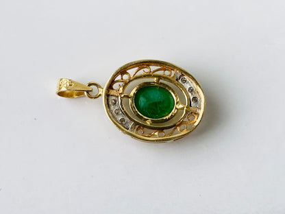 14ct Gold Jade & Diamond Pendant