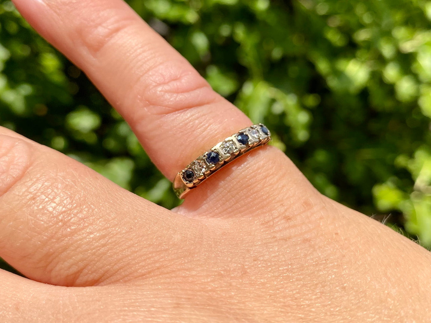 Vintage 9ct Gold Sapphire & Diamond Ring