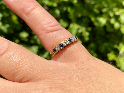 Vintage 9ct Gold Sapphire & Diamond Ring