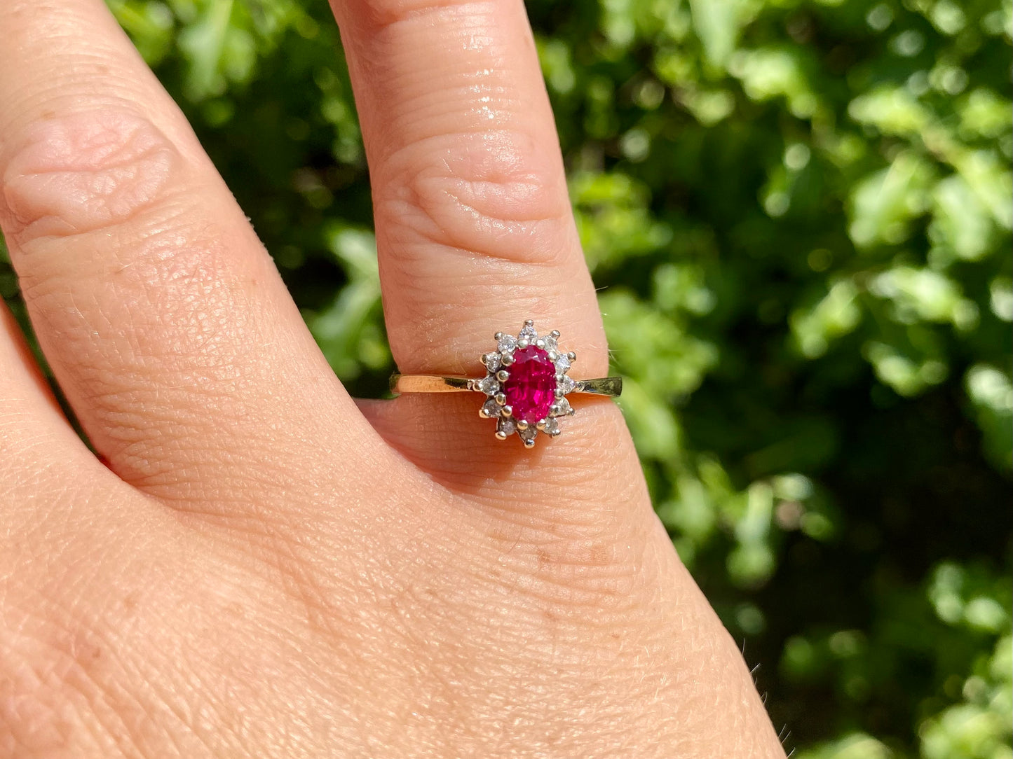 Vintage 9ct Gold Ruby & Diamond Ring