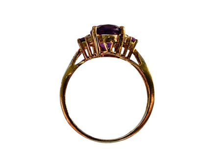 9ct Gold Amethyst & Diamond Ring