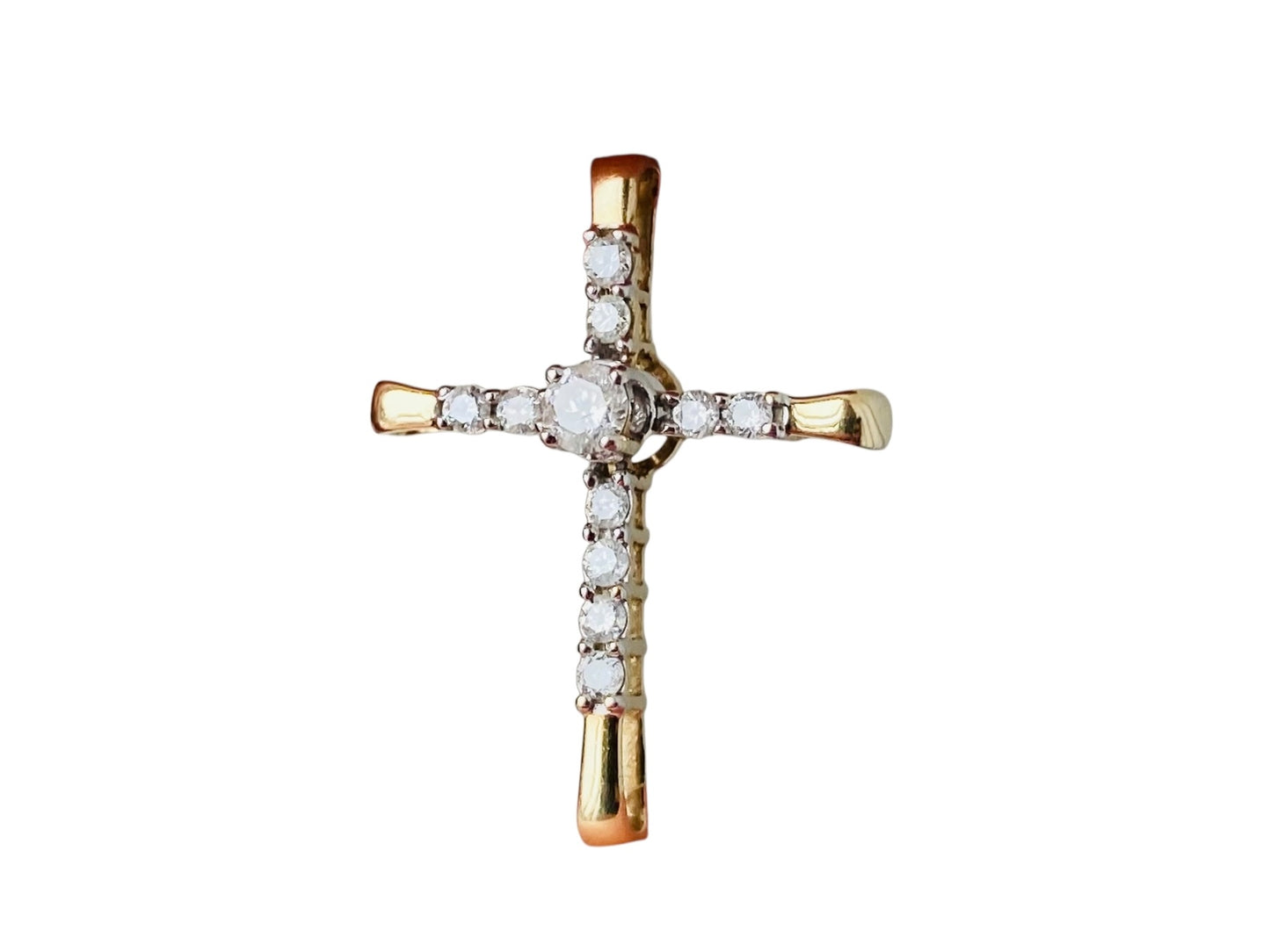 9ct Gold Diamond Cross Pendant
