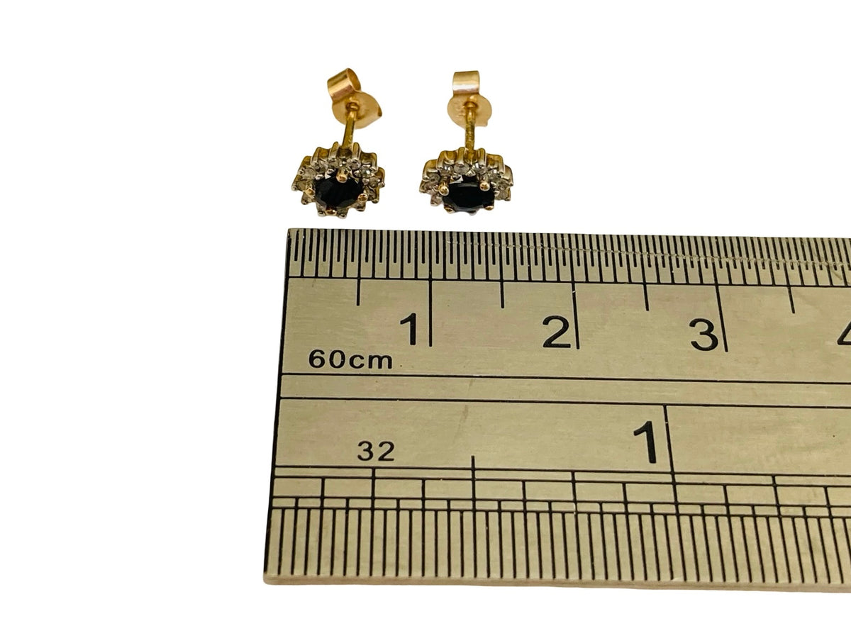 9ct Gold Sapphire & Diamond Earrings