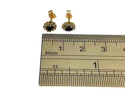 9ct Gold Sapphire & Diamond Earrings