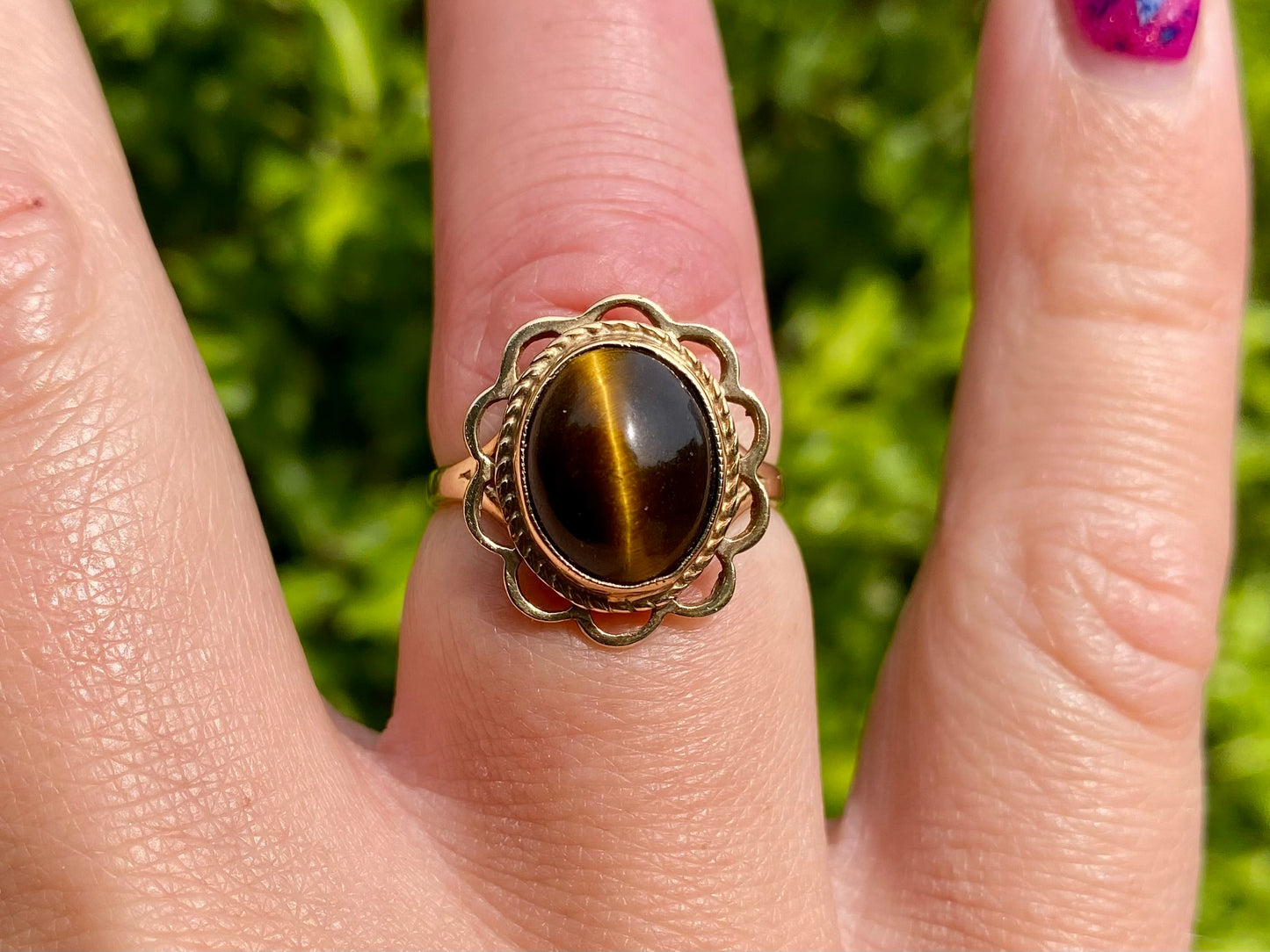 Vintage 9ct Gold Tigers Eye Ring