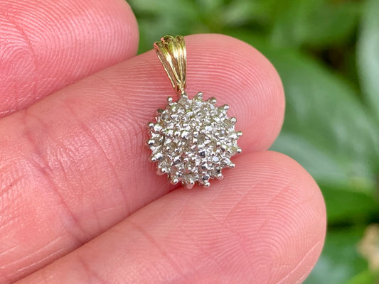 9ct Gold Diamond Cluster Pendant