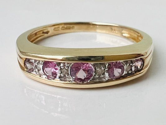 9ct Gold Pink Sapphire & Diamond Ring