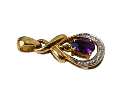 9ct Gold Amethyst & Diamond Pendant
