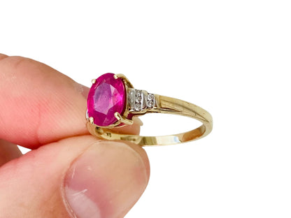 9ct Gold Pink Ruby & Diamond Ring