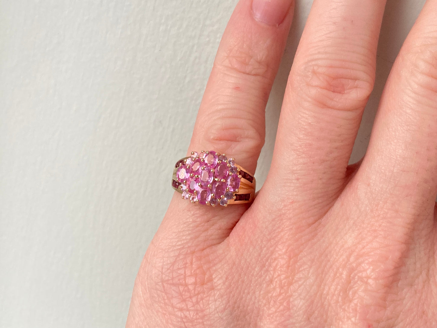 9ct Gold Pink Sapphire & Pink Tourmaline Ring