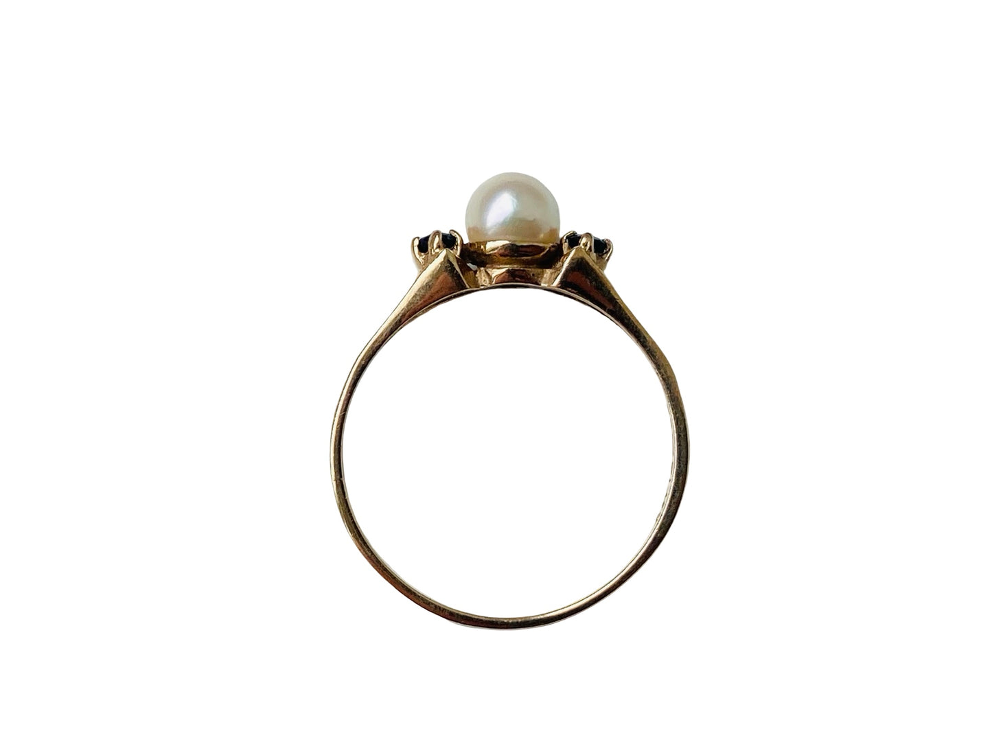 Vintage 9ct Gold Sapphire & Pearl Ring