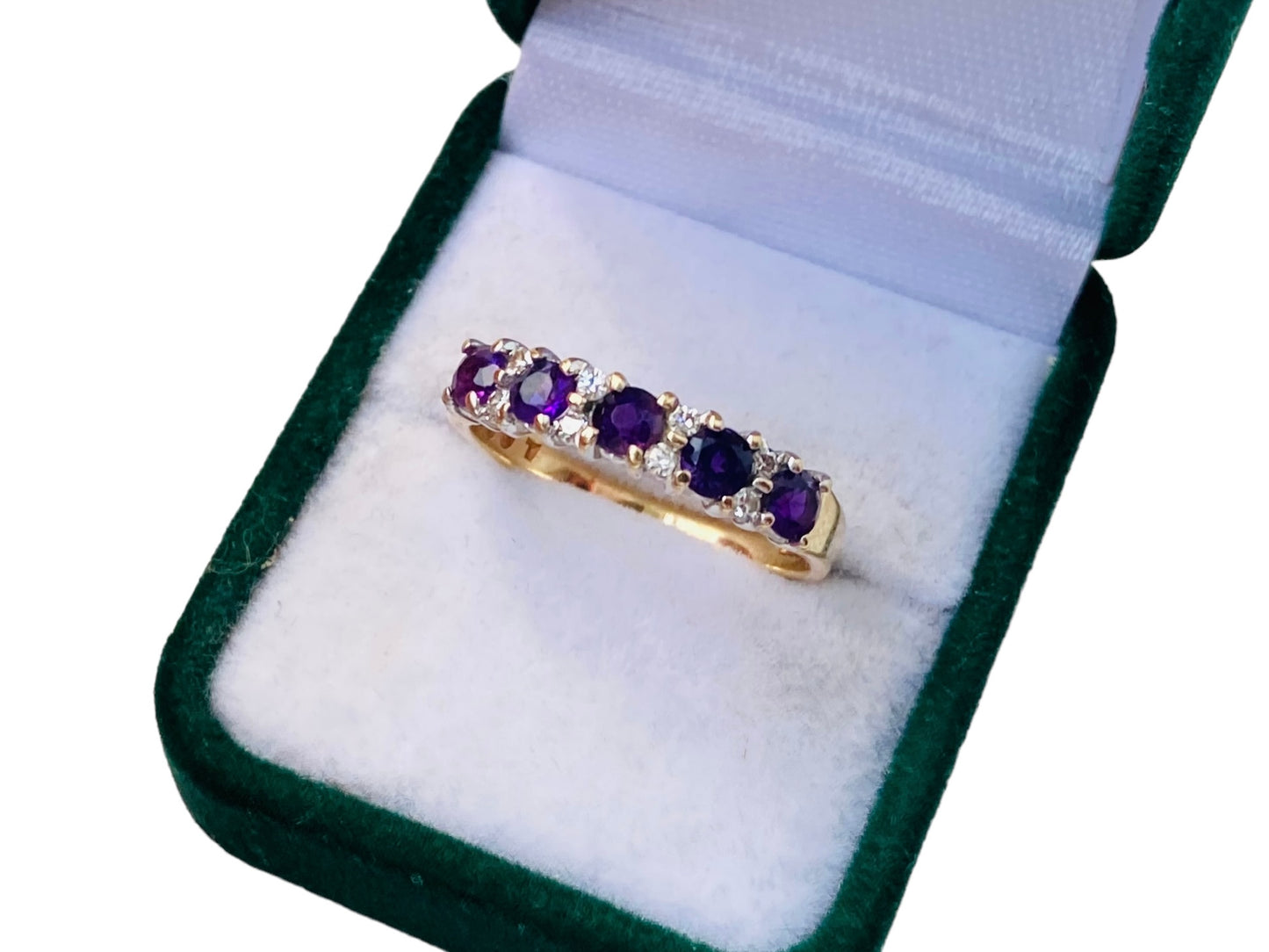 9ct Gold Amethyst & Diamond Ring