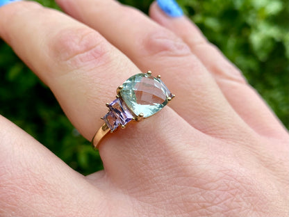 9ct Gold Green & Purple Amethyst Ring