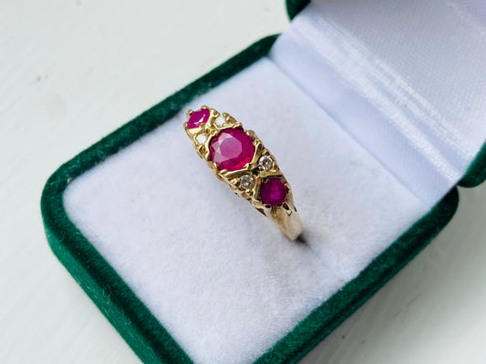 9ct Gold Ruby & Diamond Ring