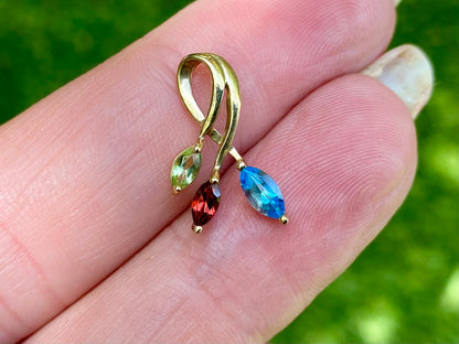 9ct Gold Multi-Gemstone Pendant
