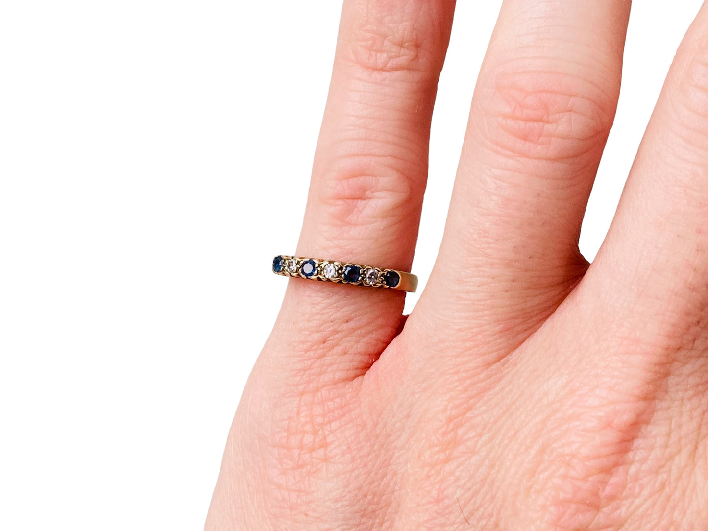 Vintage 9ct Gold Sapphire & Diamond Ring