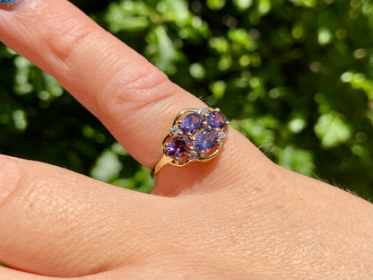 9ct Gold Purple Spinel & Zircon Ring