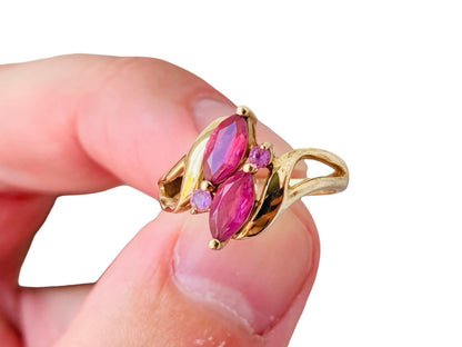9ct Gold Pink Tourmaline & Pink Sapphire Ring