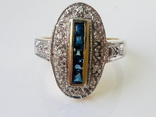 9ct Gold Sapphire & Diamond Ring