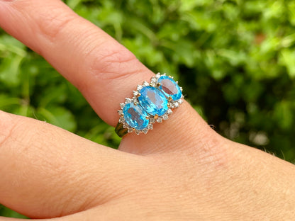 9ct Gold Topaz & Diamond Ring