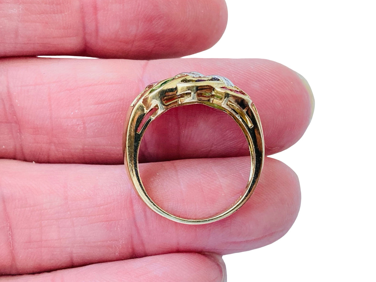 9ct Gold Sapphire, Ruby, Emerald & Diamond Ring