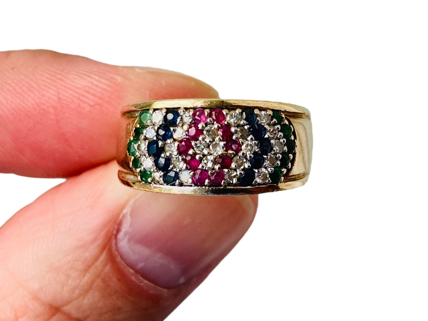 Vintage 9ct Gold Multi-Gemstone Ring