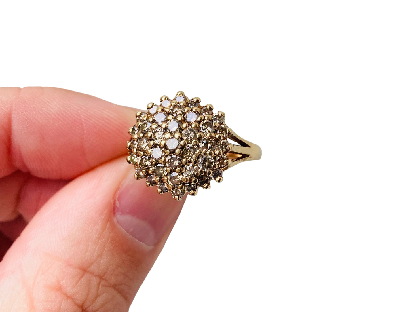 9ct Gold Champagne Diamond Cluster Ring