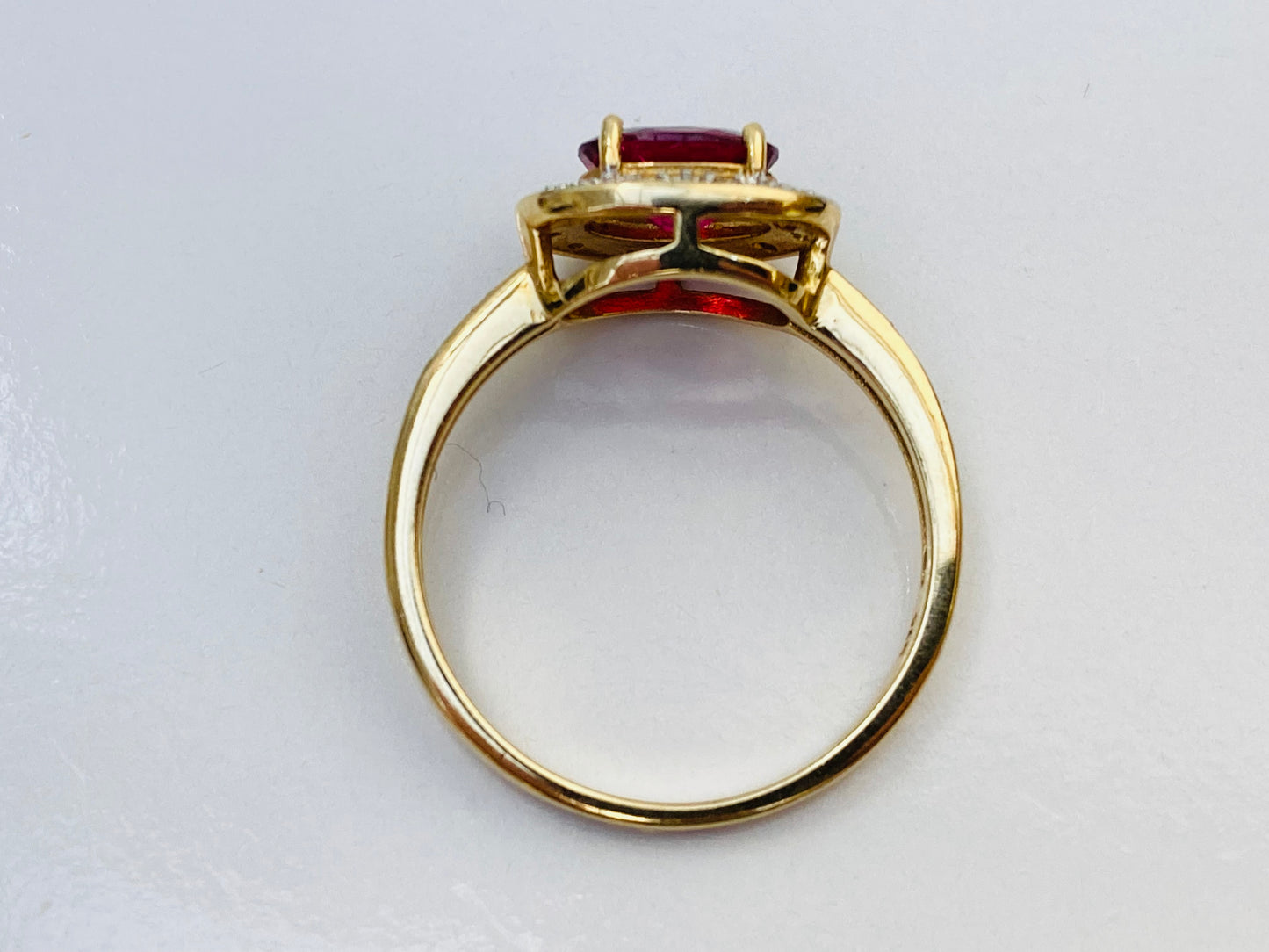 9ct Gold Rhodolite Garnet & White Zircon Ring