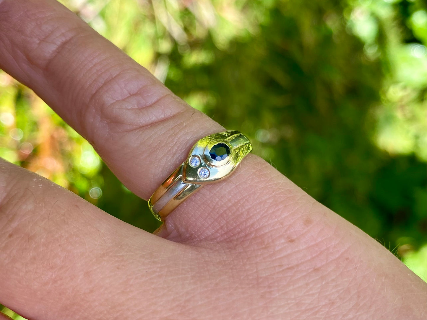 14ct Gold Sapphire & Diamond Snake Ring