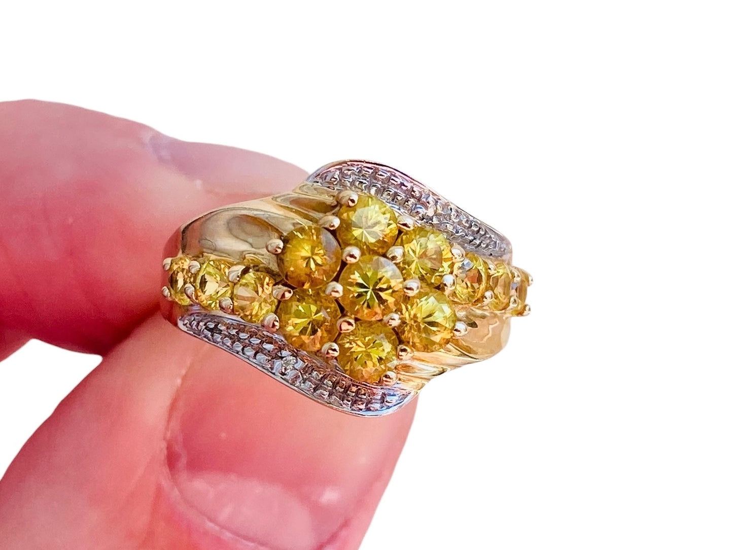 9ct Gold Yellow Sapphire & Diamond Ring