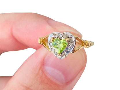 9ct Gold Peridot & Diamond Ring